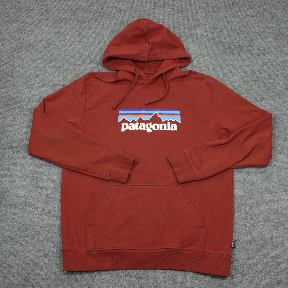 Patagonia Hoodie Mens Large Red P-6 Logo Uprisal Pullover Kangaroo Pocket